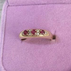 Birks Pink Sapphire and Diamond Gold Ring